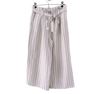 L’agence Samira striped paper bag linen cropped pants ladies size 2 beige cream